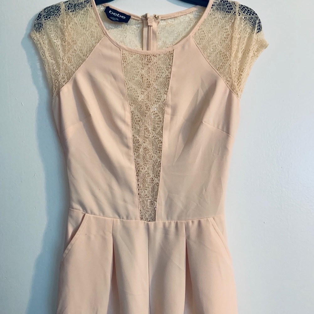 Bebe Sequin Peach Romper